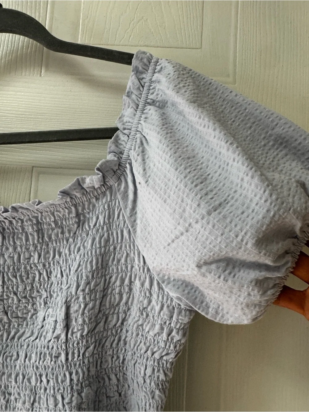 J. Crew Lavender Smocked Puff Sleeve Top